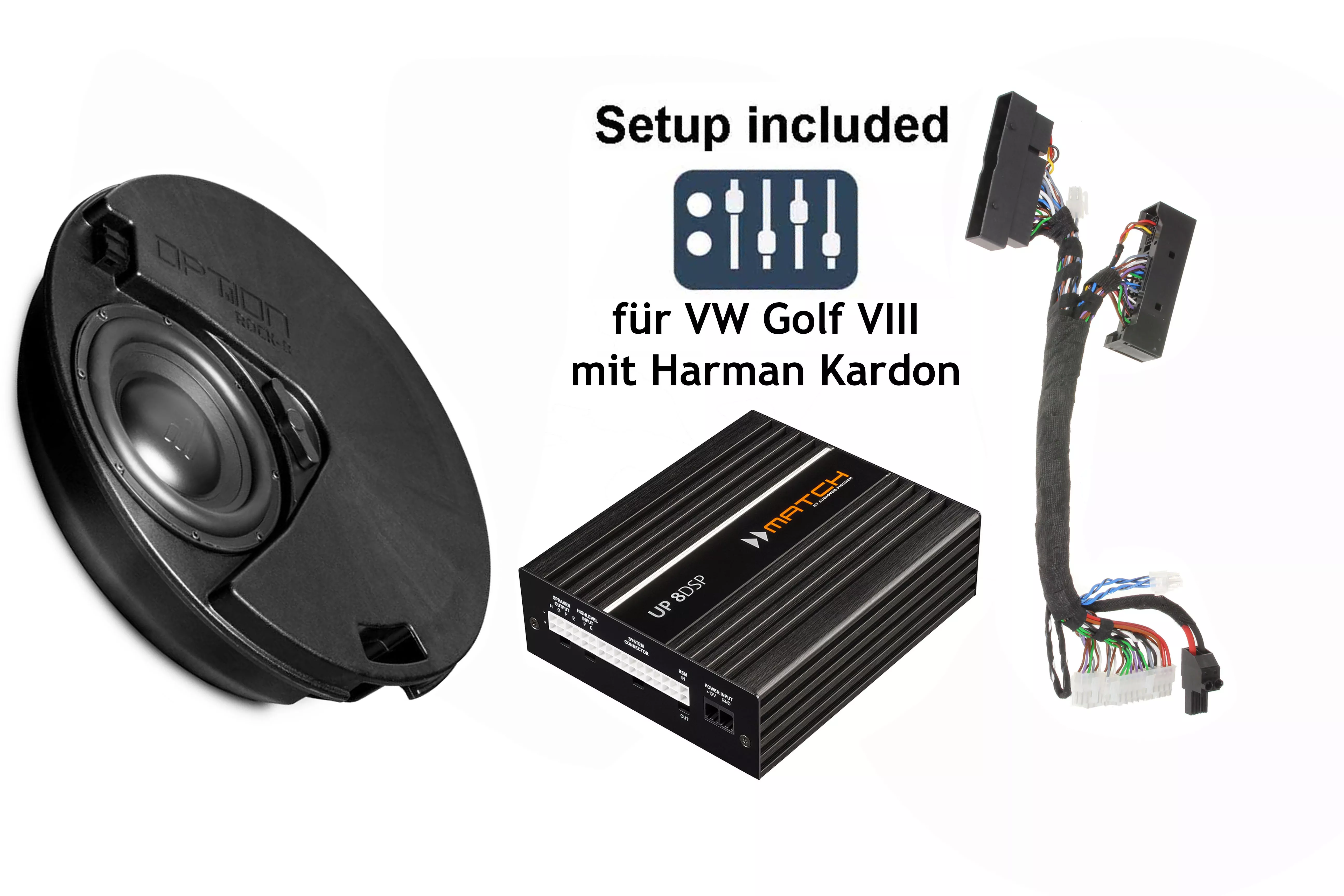 VW Golf 8 mit Harman Kardon (HK) | 8-Kanal DSP-Soundupgrade | Subwoofer ROCK-8