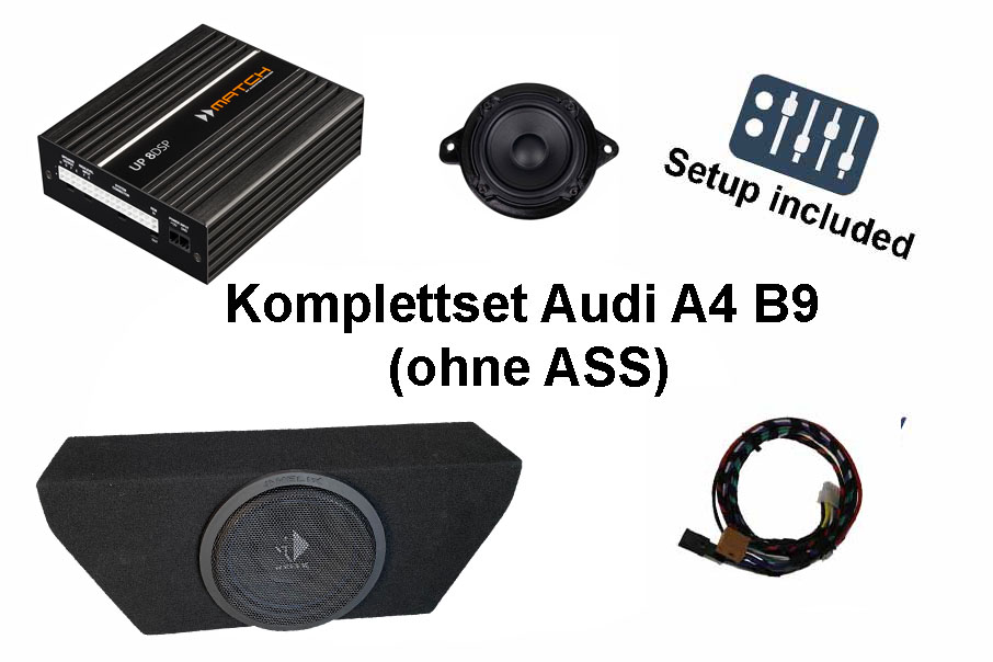 Audi A4 B9 mit Standard-Soundsystem | Soundupgrade-Set | MATCH UP8 DSP-Verstärker | Subwoofer