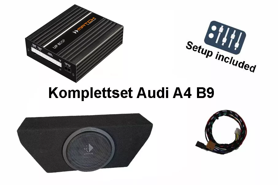 Audi A4 (B9) mit Audi Soundsystem (ASS) | 8-Kanal DSP Soundupgrade | Subwoofer K10W