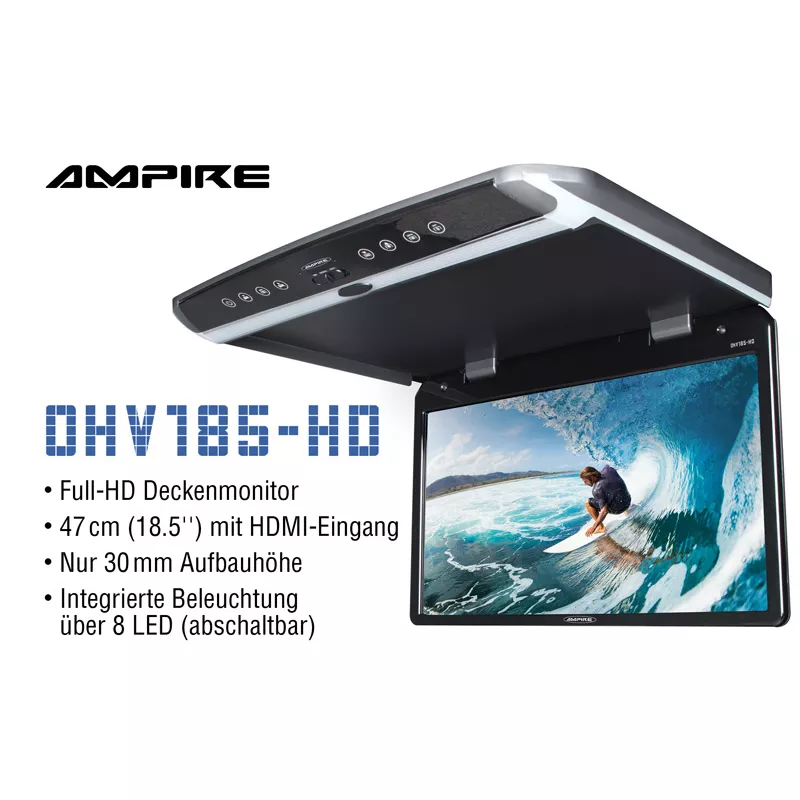 AMPIRE OHV185HD Full-HD Deckenmonitor 47cm (18.5'') mit mit HDMI-Eingang