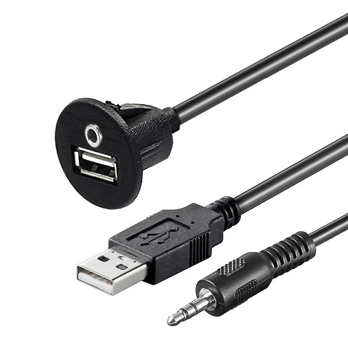 USB-Einbau-Buchse mit 3,5mm-Klinkenbuchse, 60cm