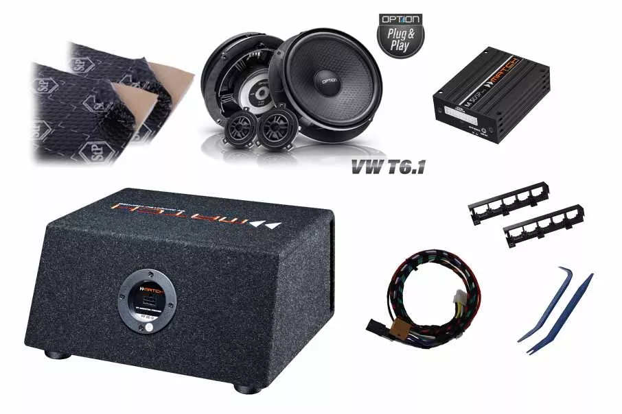 VW T6.1 Soundupgrade-Set | DSP-Verstärker | PP8E-Q Subwoofer | Lautsprecher Option V-165 | Dämmung