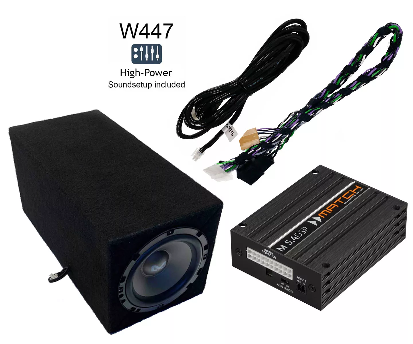 Mercedes Benz Vito/V-Klasse (W447) mit Standard Sound | 5-Kanal DSP Soundupgrade | Subwoofer unter Sitz