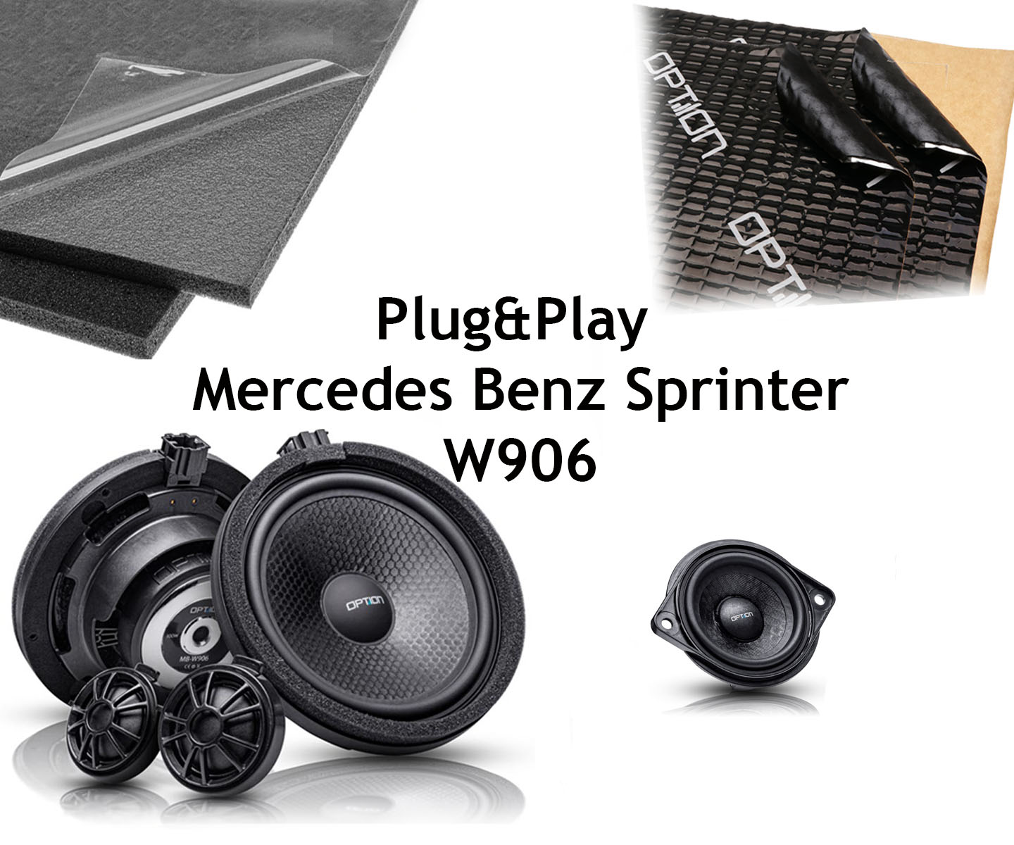 Mercedes Benz Sprinter W906 Lautsprecher Upgrade |16-cm-Lautsprecherset | Centerspeaker | Dämmpaket